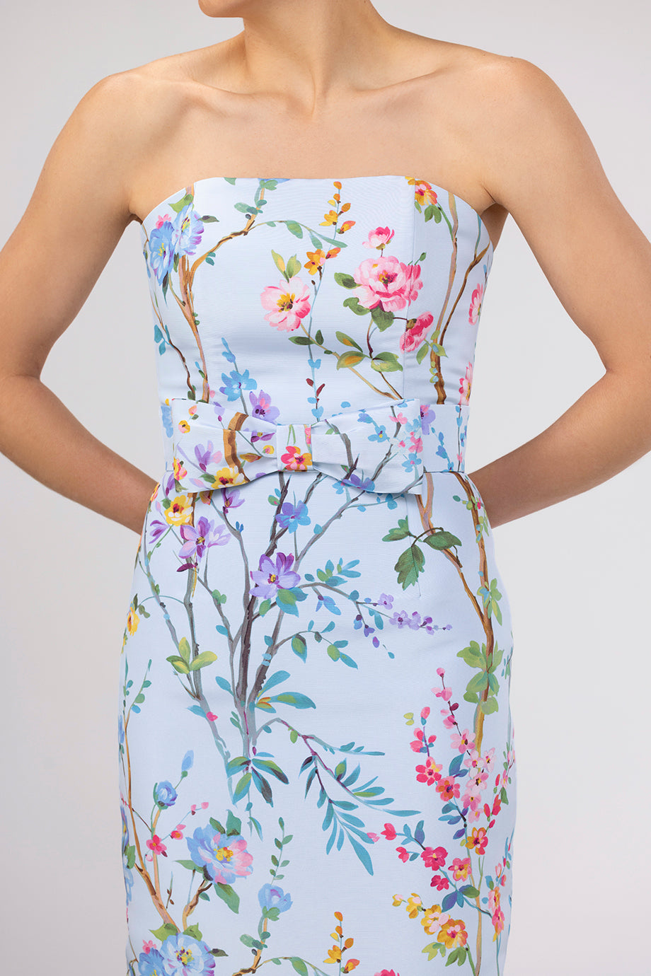 Elizabeth Garden Reverie Silk Faille Column Gown with Bow Belt