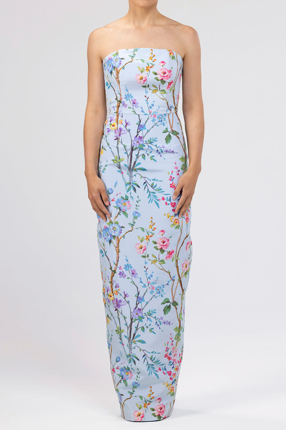 Elizabeth Garden Reverie Silk Faille Column Gown with Bow Belt