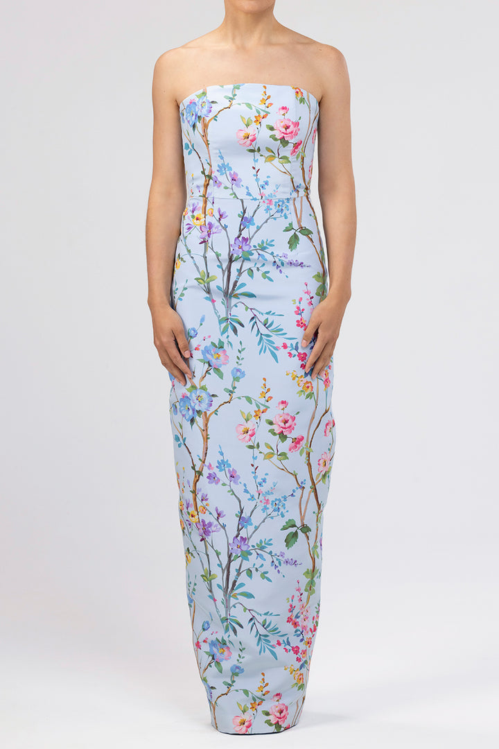 Elizabeth Garden Reverie Silk Faille Column Gown with Bow Belt