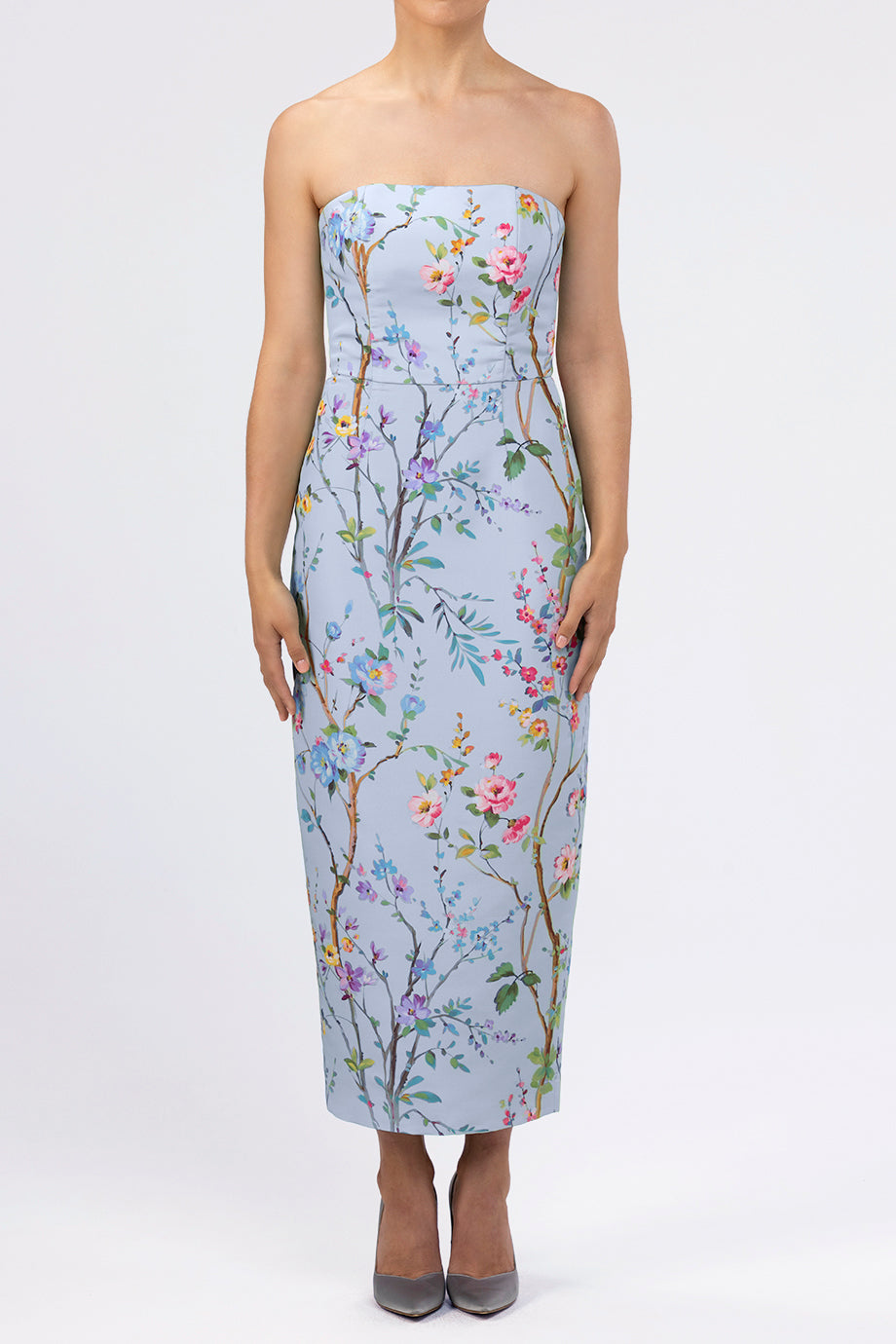 Elizabeth Garden Reverie Silk Faille Midi Dress with Bow Belt