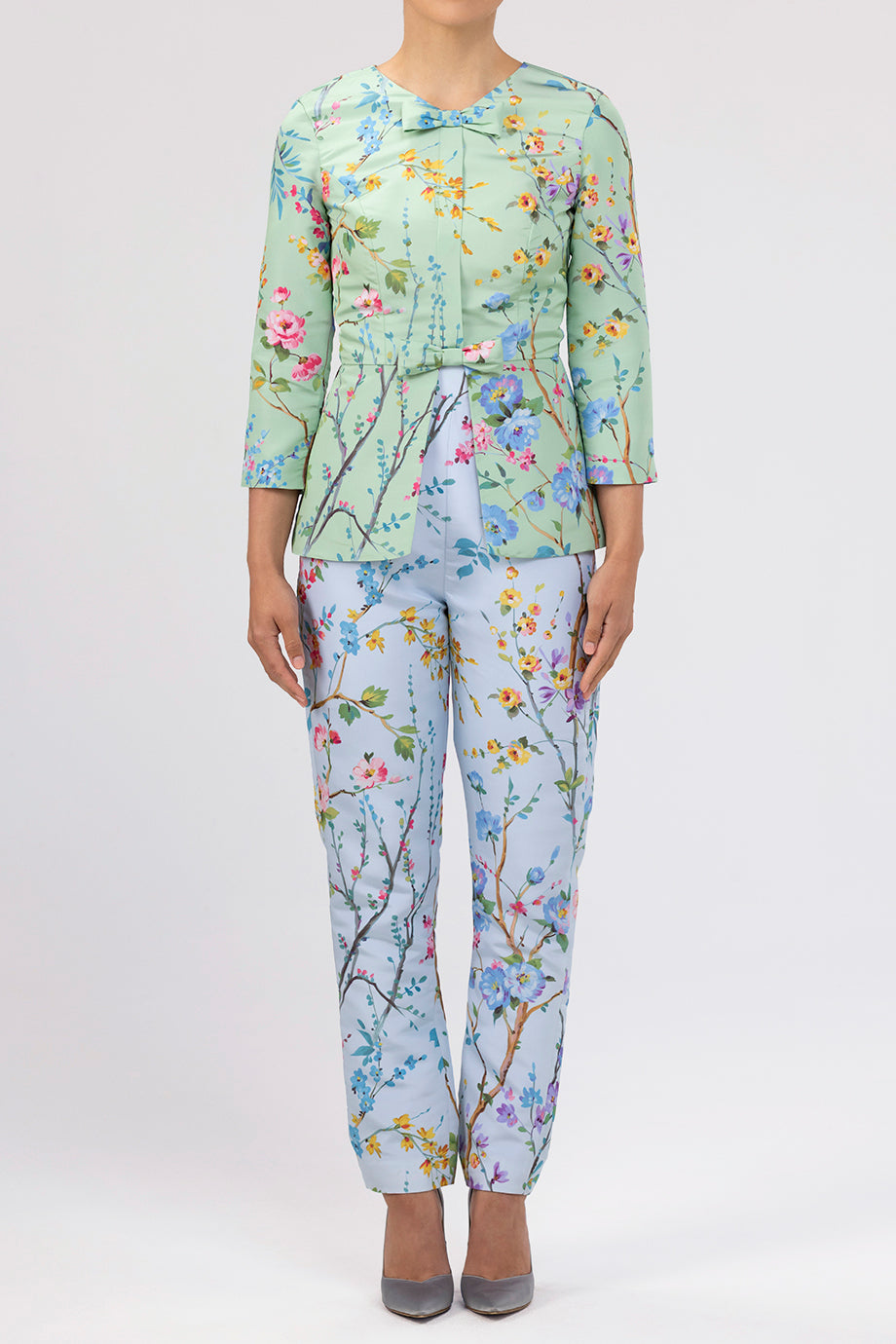 Garden Reverie Silk Faille Cigarette Pants