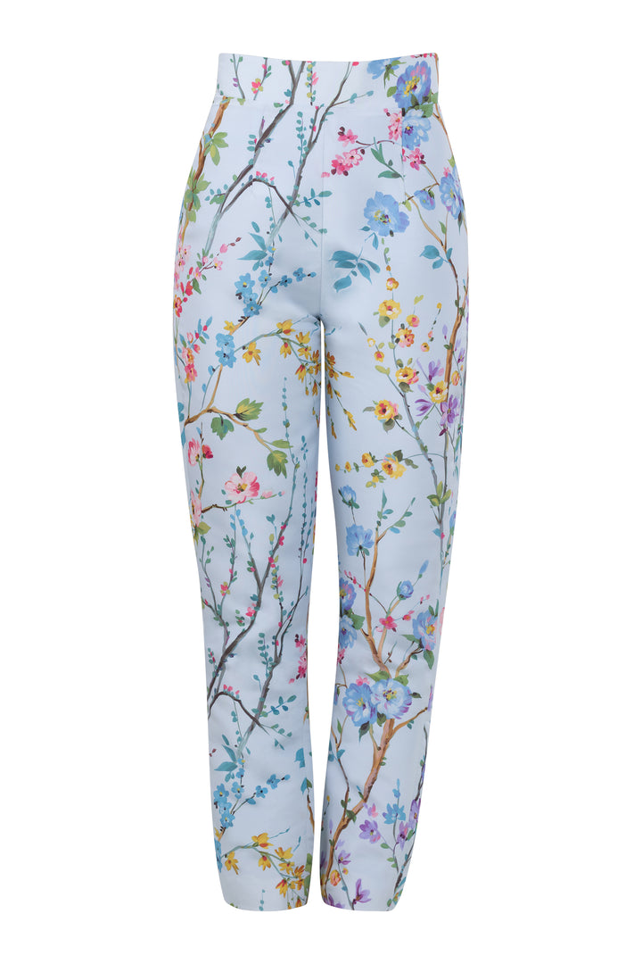 Garden Reverie Silk Faille Cigarette Pants