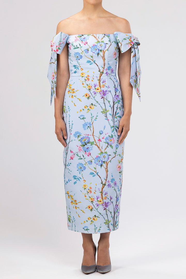 Isabella Garden Reverie Silk Faille Midi Dress