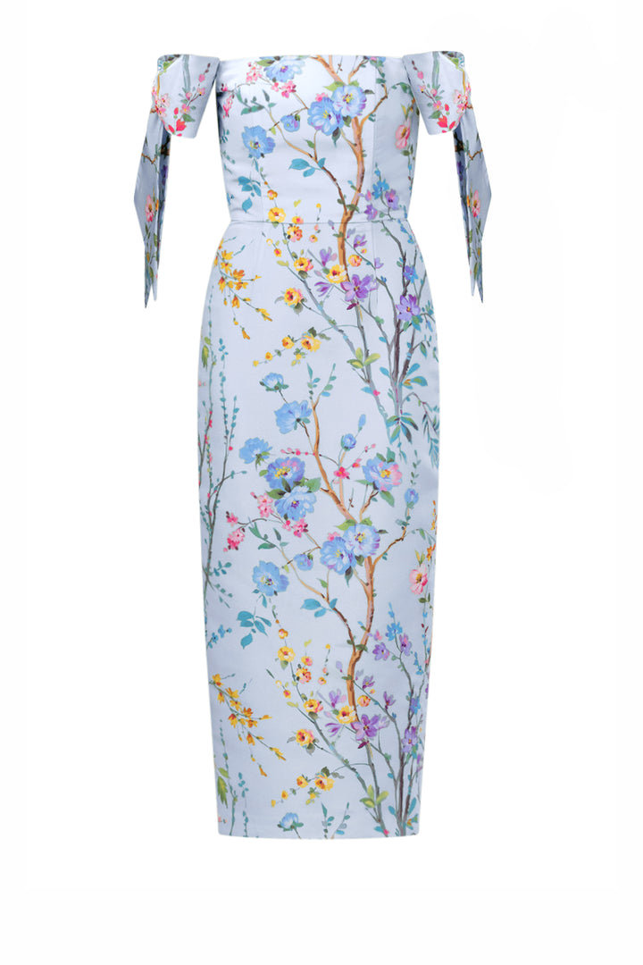 Isabella Garden Reverie Silk Faille Midi Dress