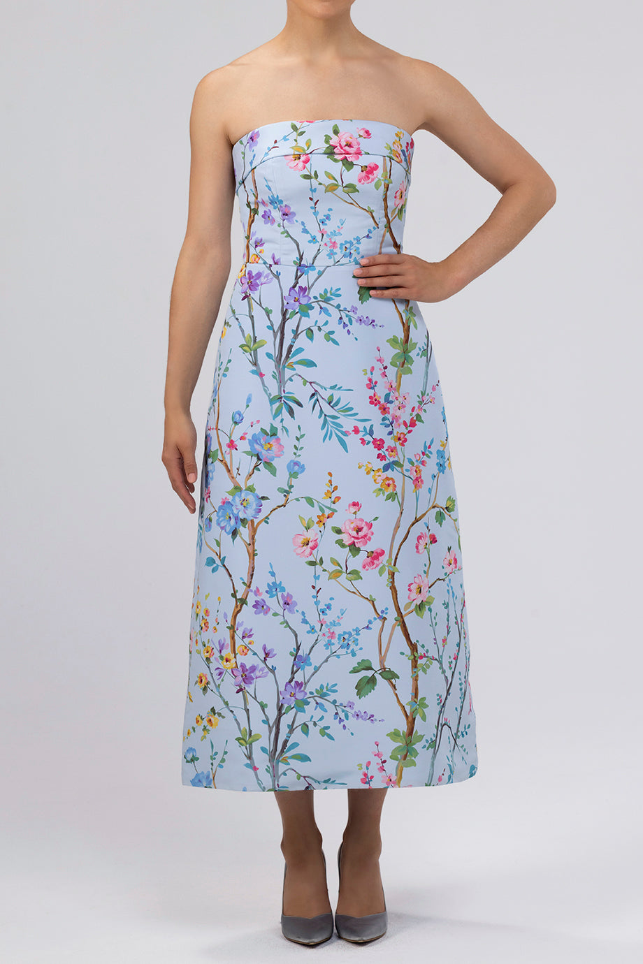 Lucie Garden Reverie Silk Faille A-Line Midi Dress