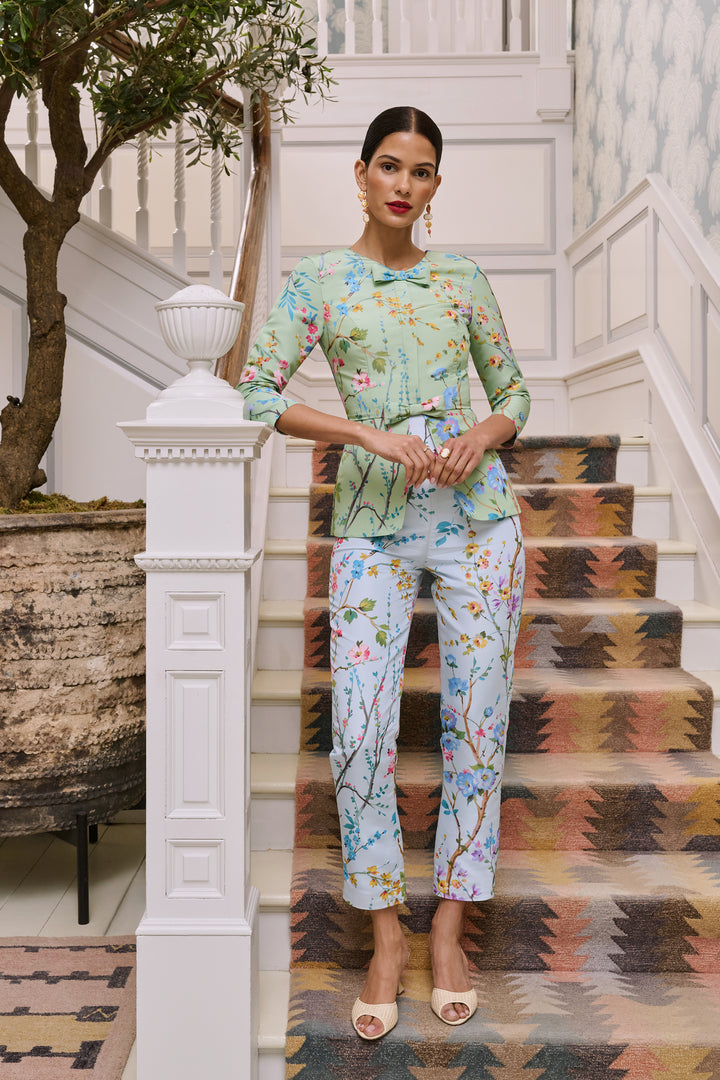 Garden Reverie Silk Faille Cigarette Pants