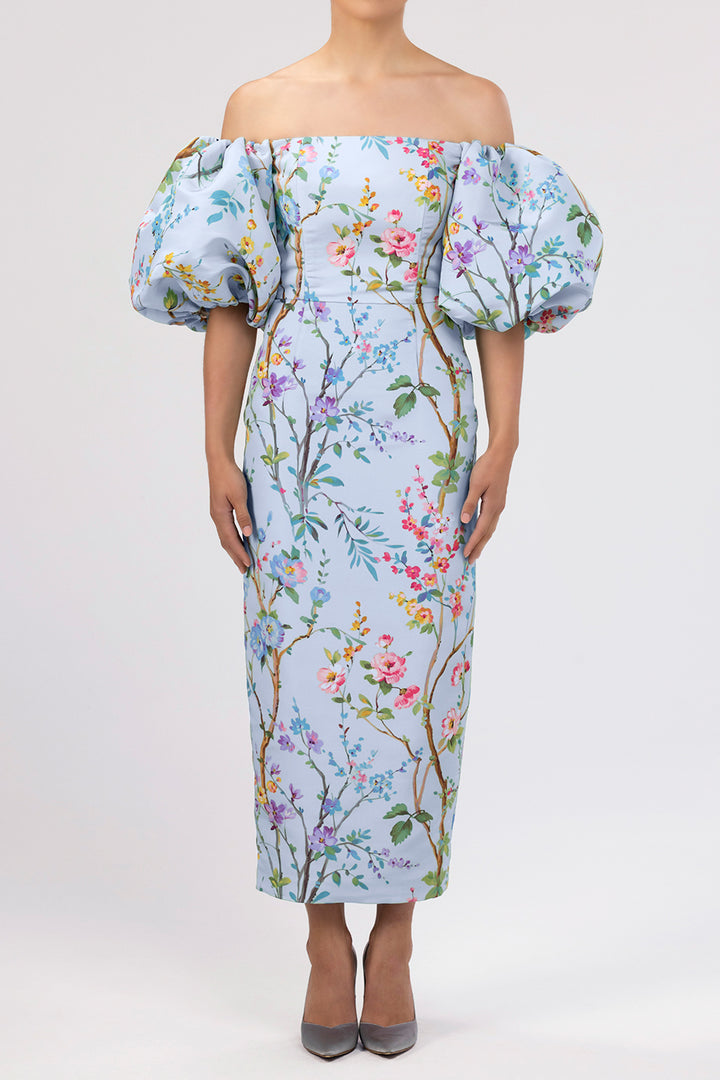 Sylvia Garden Reverie Silk Faille Midi Dress