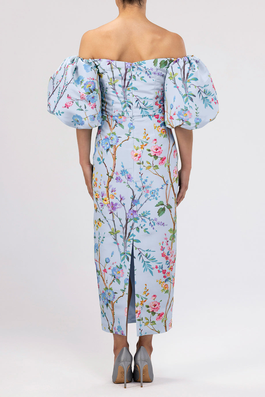 Sylvia Garden Reverie Silk Faille Midi Dress