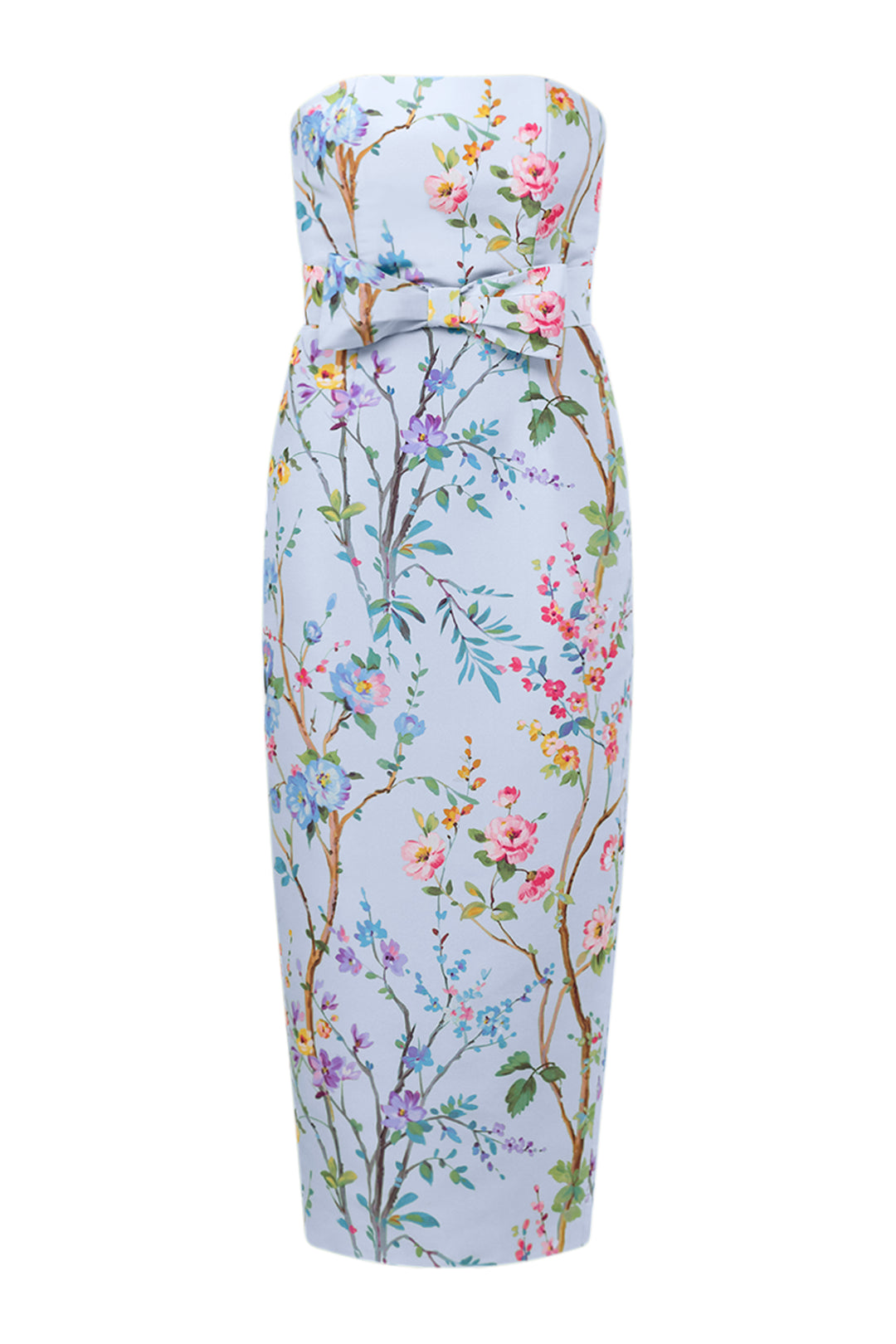 Elizabeth Garden Reverie Silk Faille Midi Dress with Bow Belt
