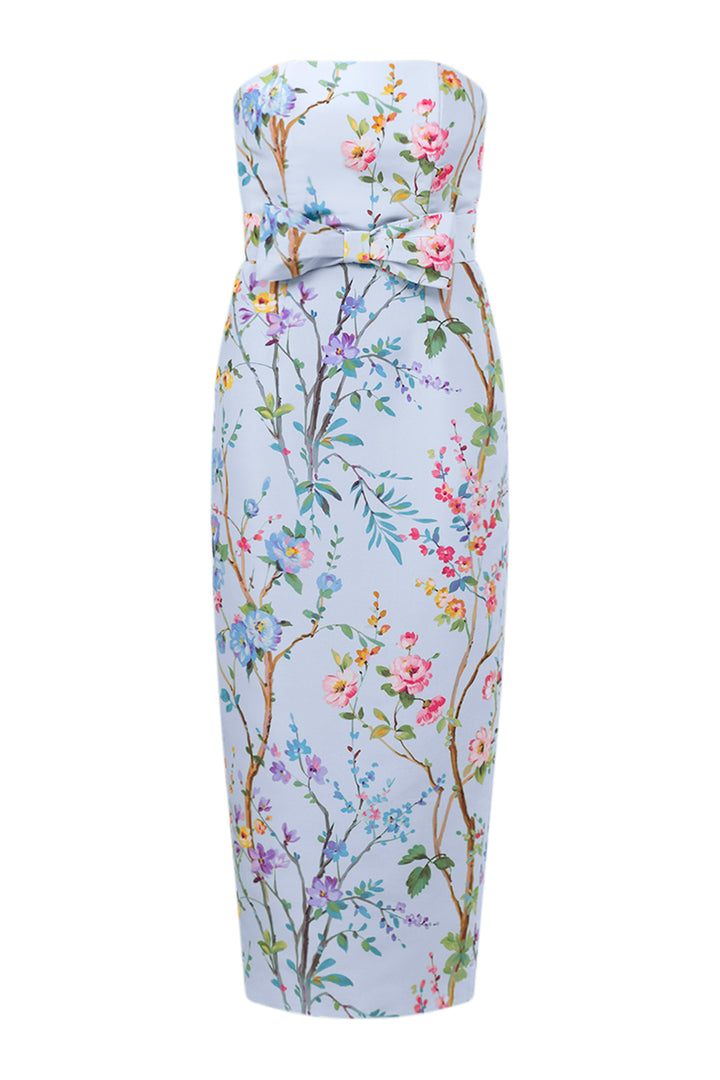 Elizabeth Garden Reverie Silk Faille Midi Dress with Bow Belt