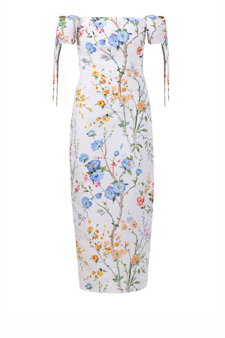 Isabella Garden Reverie Silk Faille Midi Dress