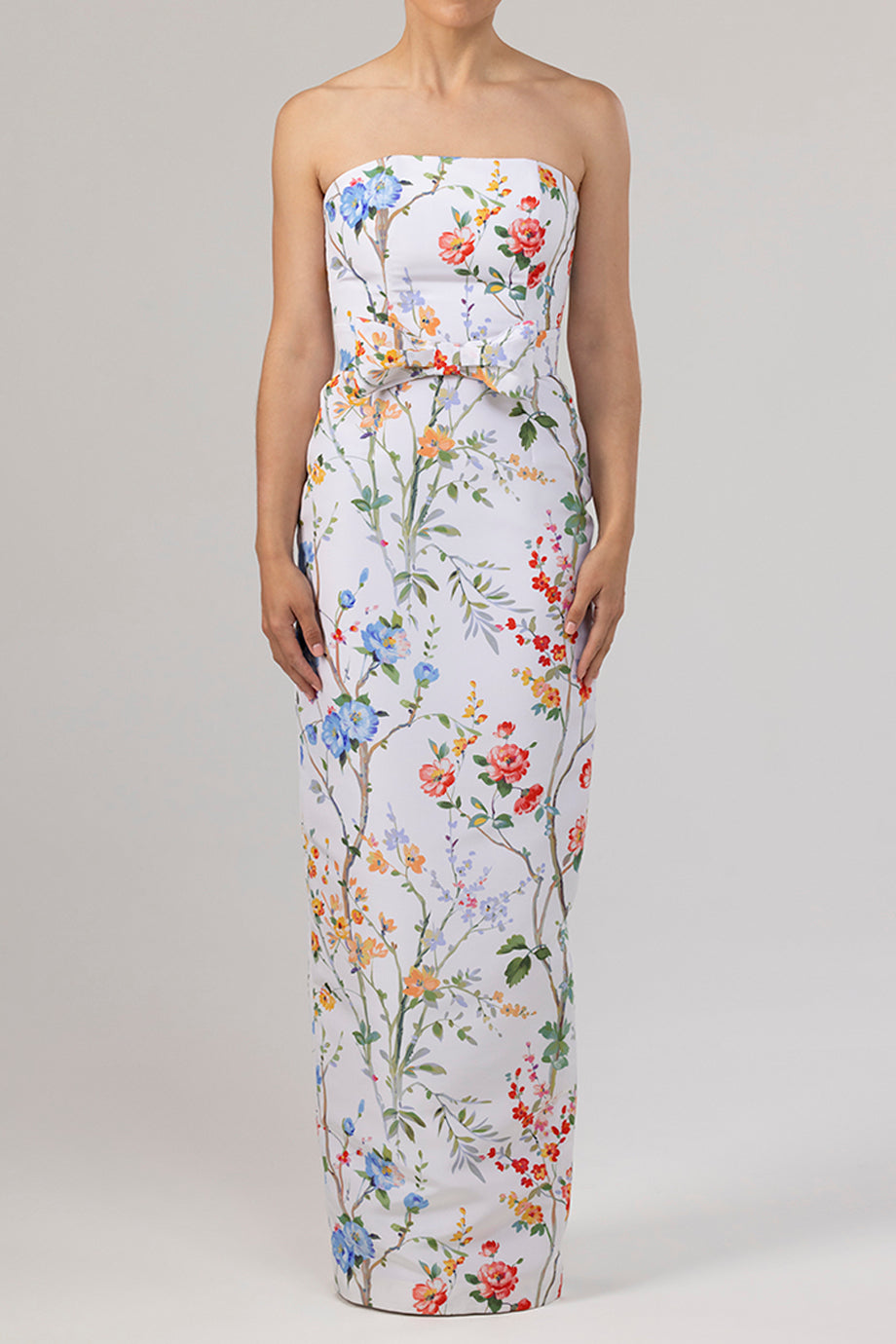 Elizabeth Garden Reverie Silk Faille Column Gown with Bow Belt