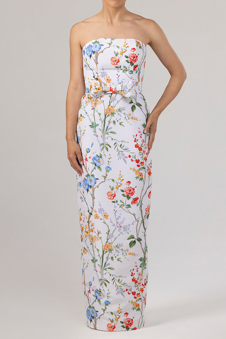 Elizabeth Garden Reverie Silk Faille Column Gown with Bow Belt