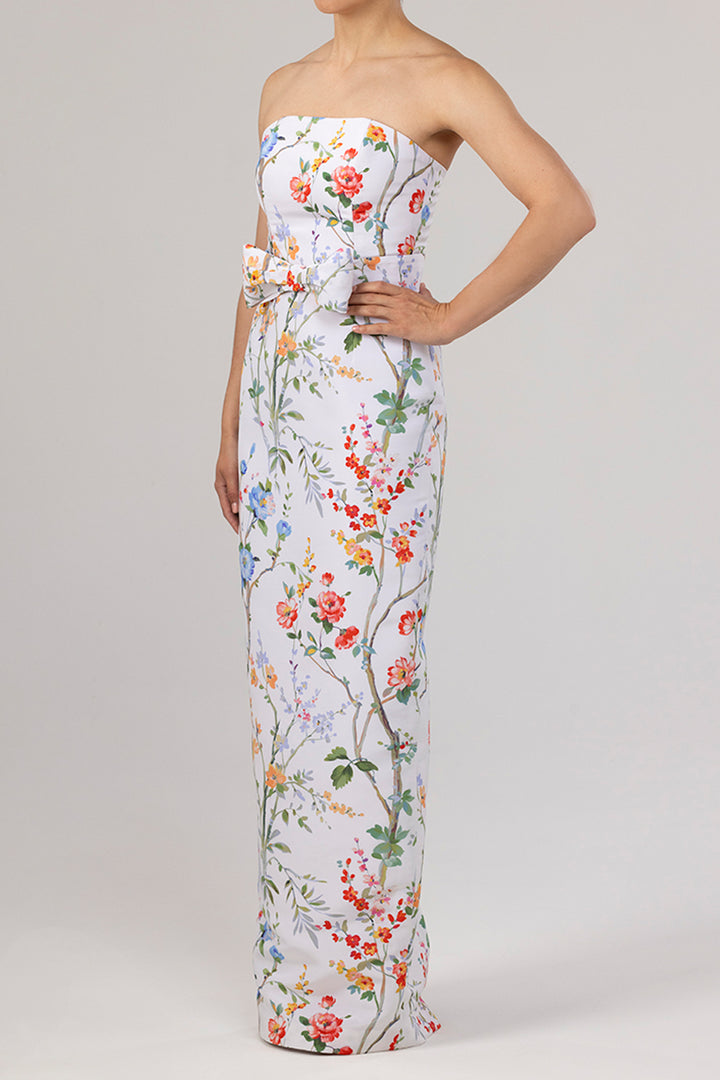 Elizabeth Garden Reverie Silk Faille Column Gown with Bow Belt