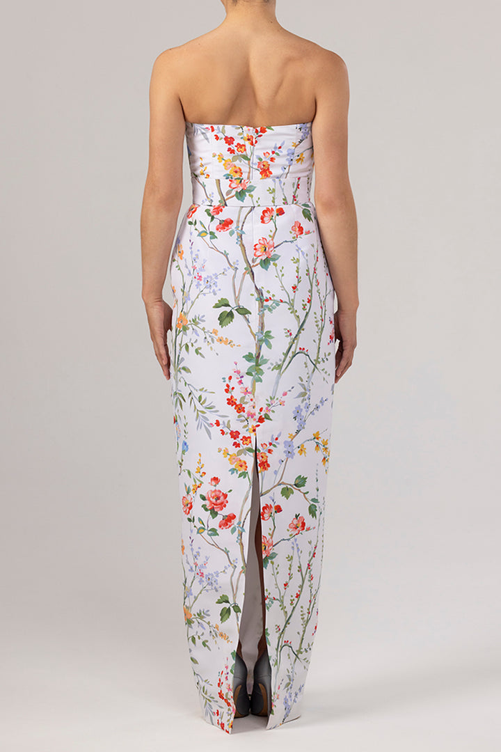 Elizabeth Garden Reverie Silk Faille Column Gown with Bow Belt
