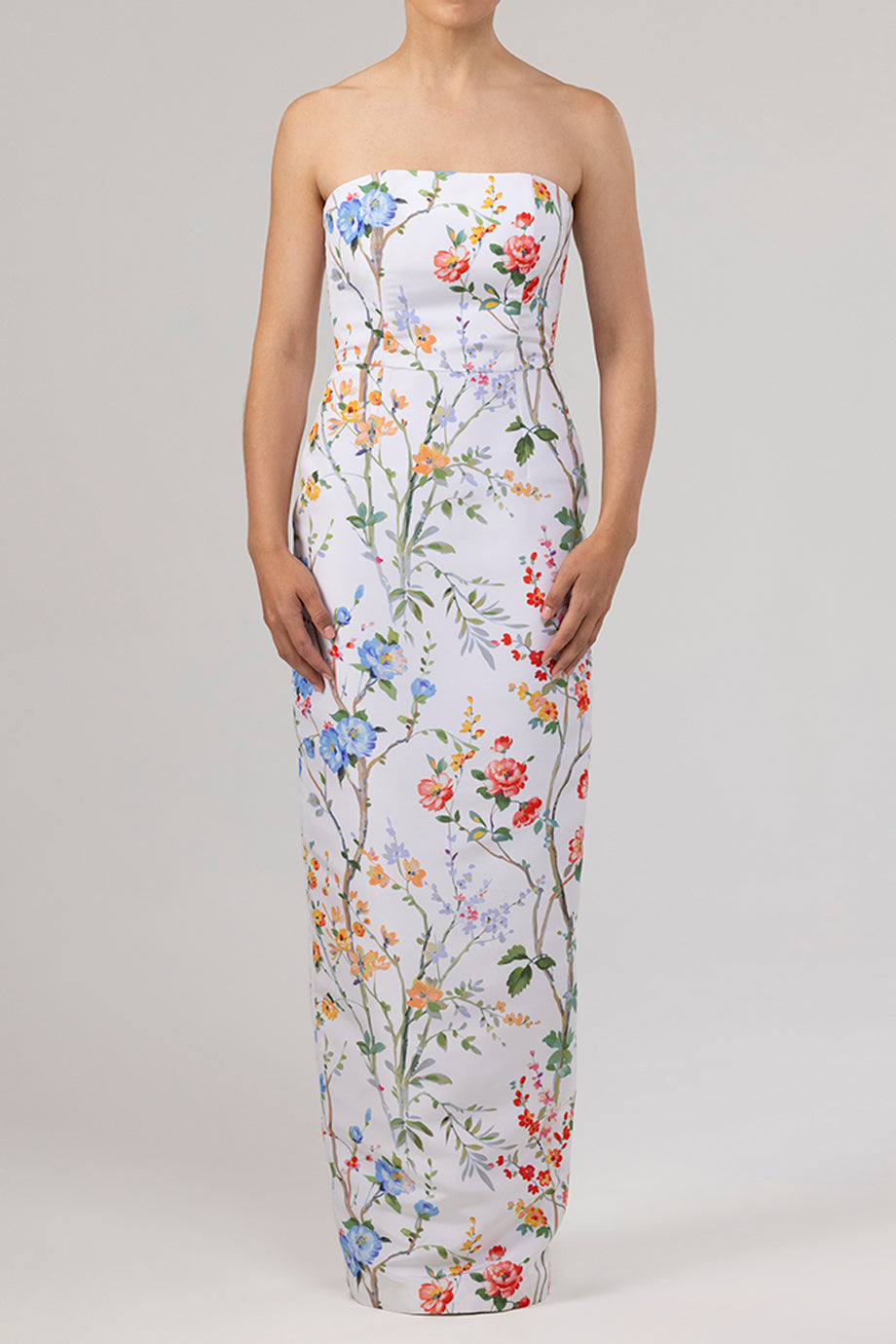 Elizabeth Garden Reverie Silk Faille Column Gown with Bow Belt