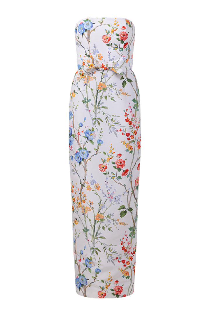 Elizabeth Garden Reverie Silk Faille Column Gown with Bow Belt