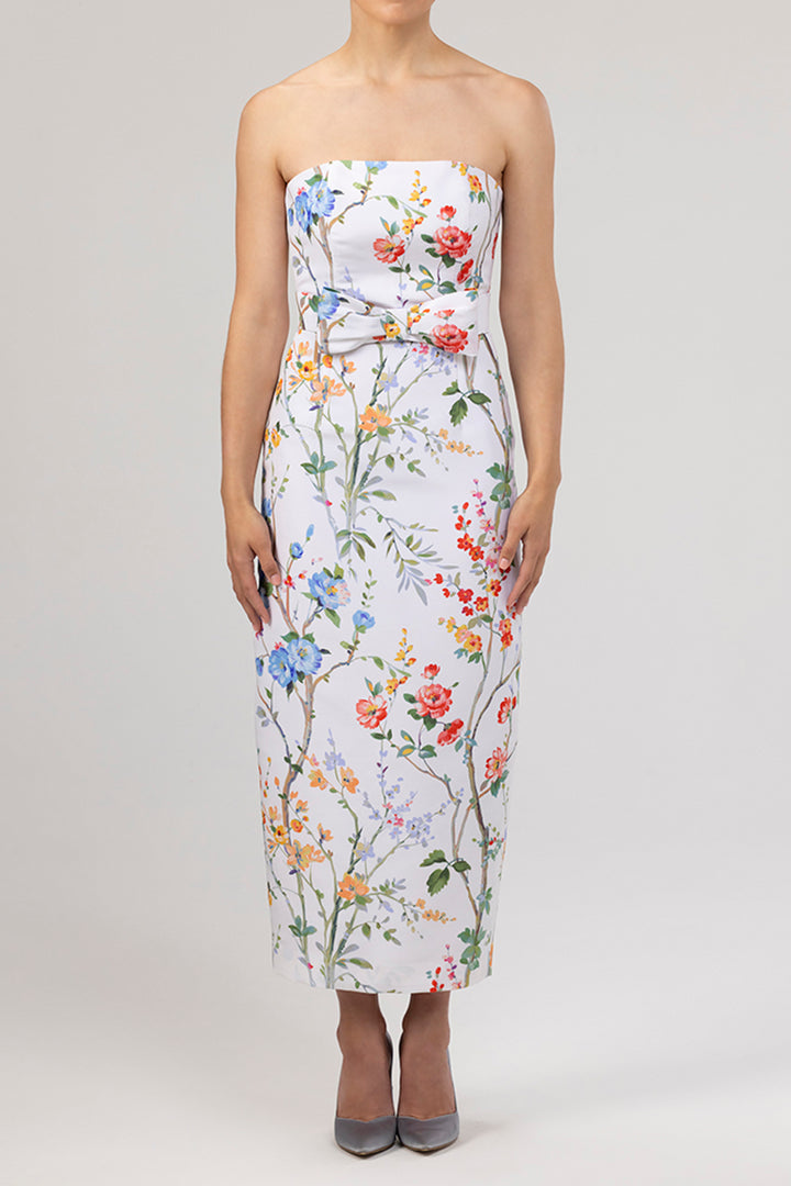 Elizabeth Garden Reverie Silk Faille Midi Dress with Bow Belt