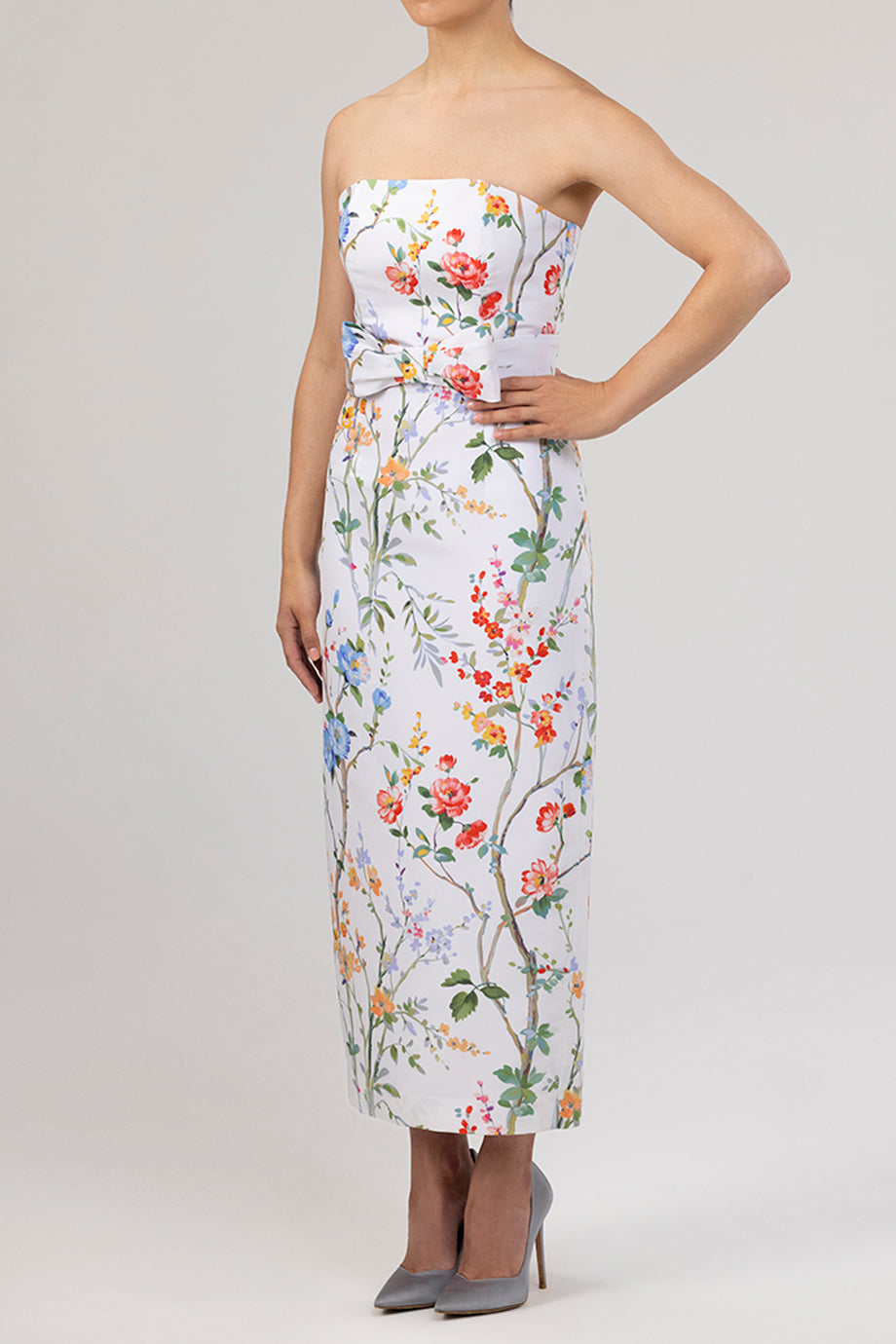 Elizabeth Garden Reverie Silk Faille Midi Dress with Bow Belt