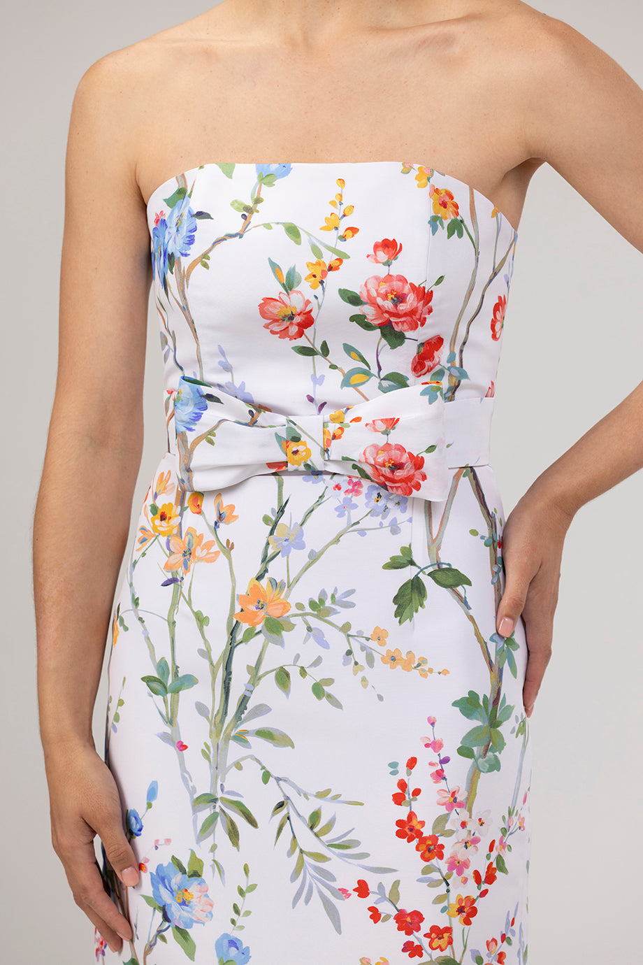 Elizabeth Garden Reverie Silk Faille Midi Dress with Bow Belt