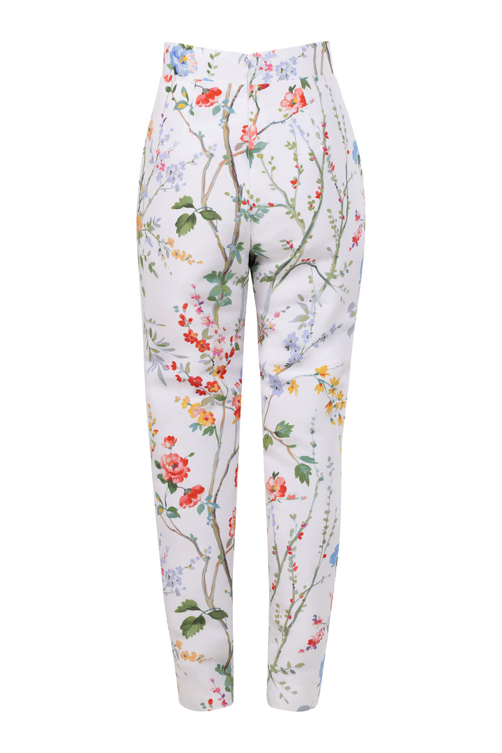 Garden Reverie Silk Faille Cigarette Pants