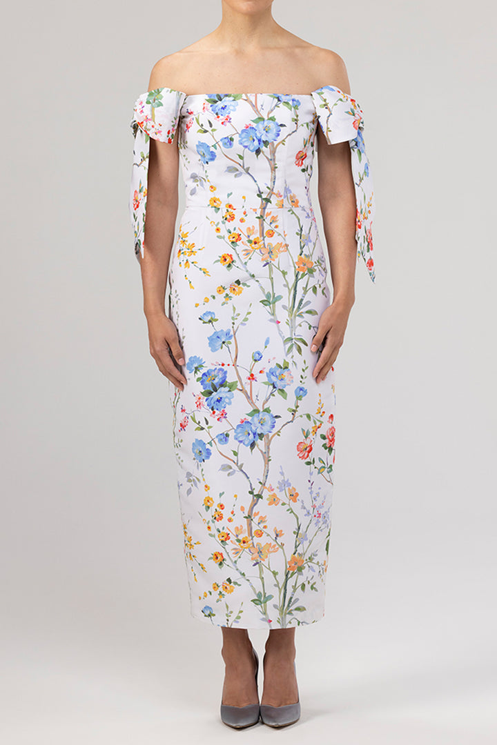 Isabella Garden Reverie Silk Faille Midi Dress