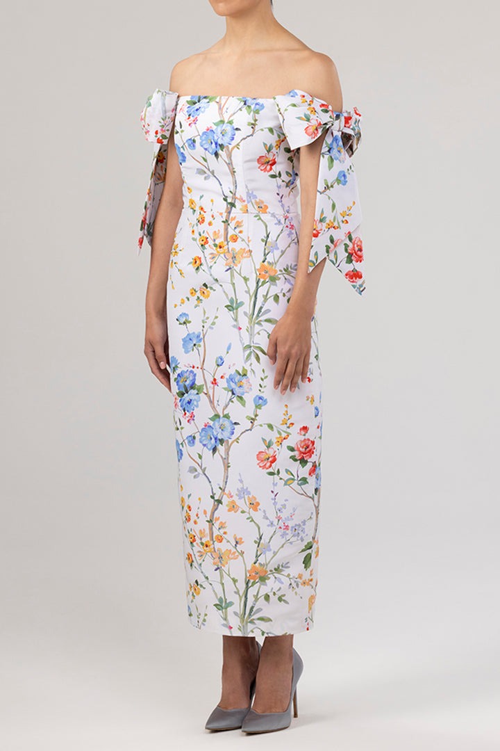 Isabella Garden Reverie Silk Faille Midi Dress