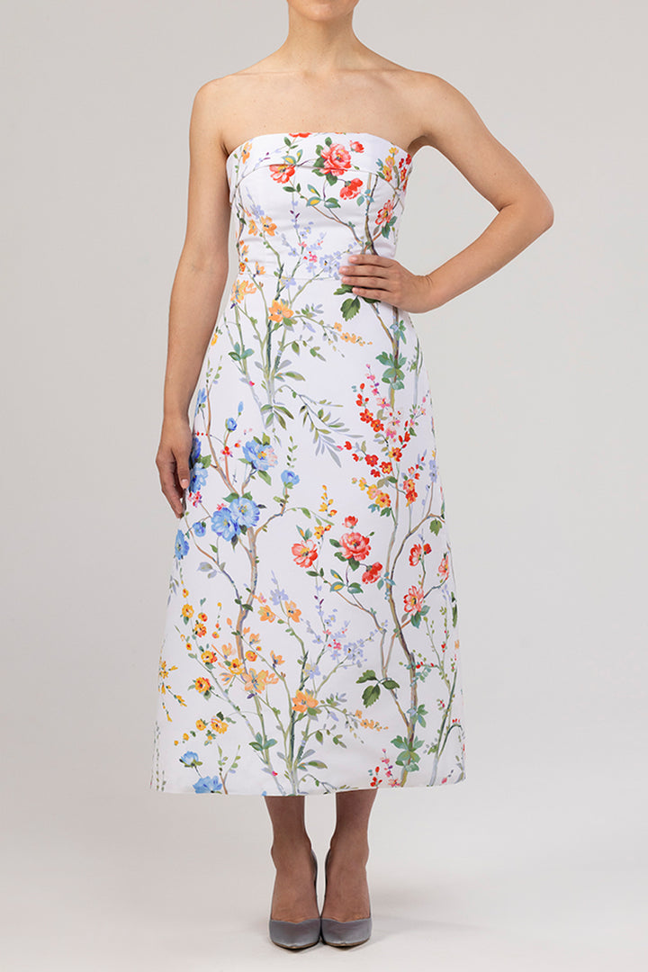 Lucie Garden Reverie Silk Faille A-Line Midi Dress