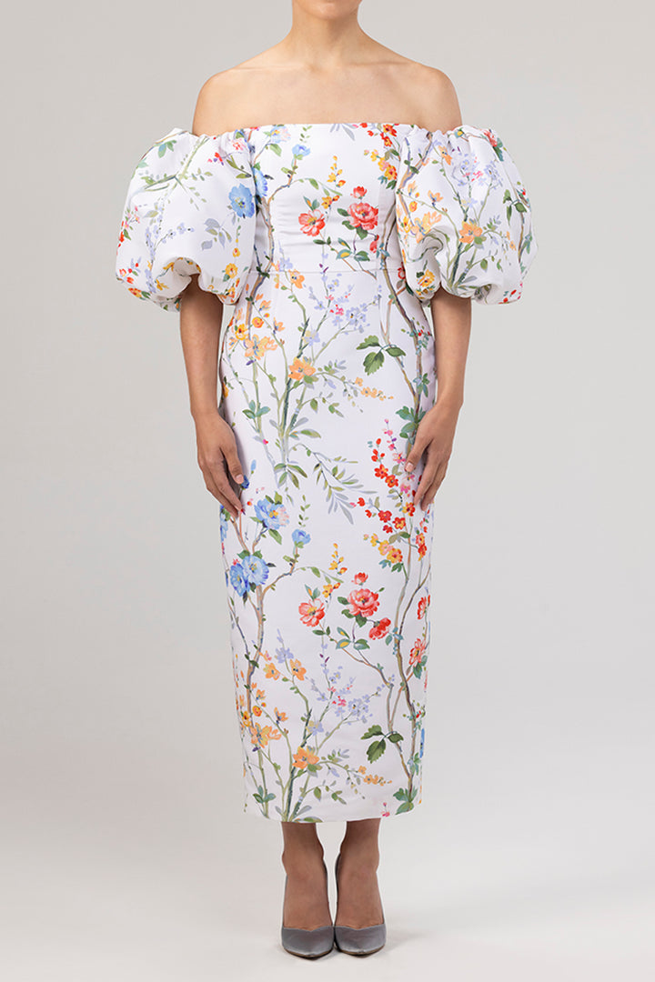 Sylvia Garden Reverie Silk Faille Midi Dress