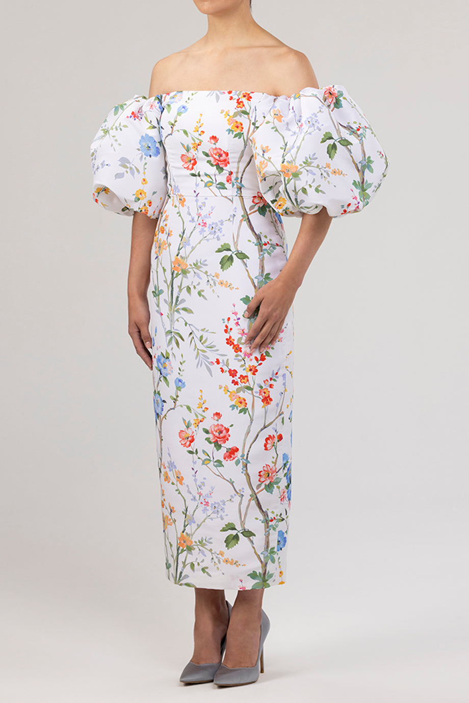 Sylvia Garden Reverie Silk Faille Midi Dress