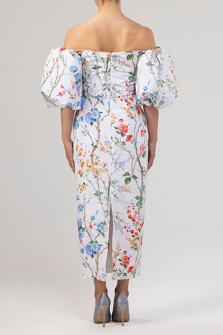 Sylvia Garden Reverie Silk Faille Midi Dress