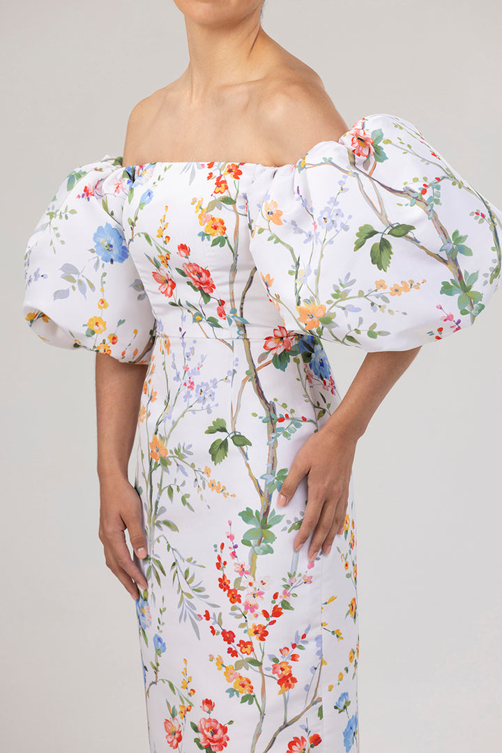 Sylvia Garden Reverie Silk Faille Midi Dress
