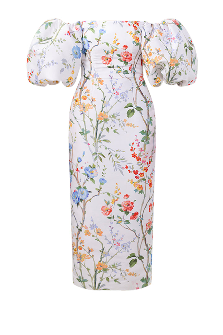 Sylvia Garden Reverie Silk Faille Midi Dress