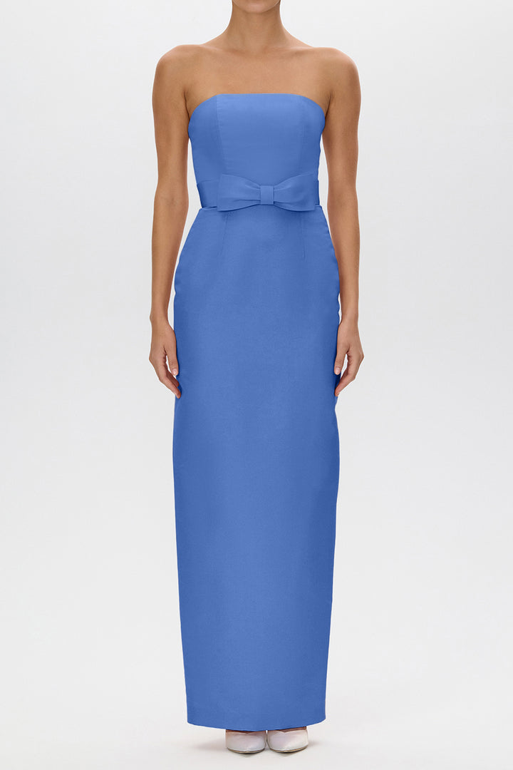 Elizabeth Silk Faille Column Gown with Bow Belt