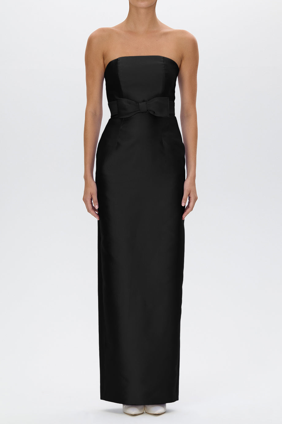 Juliette Silk and Wool Column Gown with Bow Belt