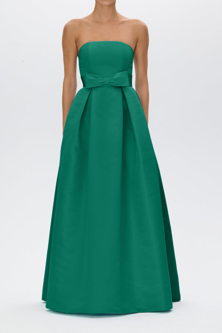 Clara Silk Faille Full Gown with Bow Belt