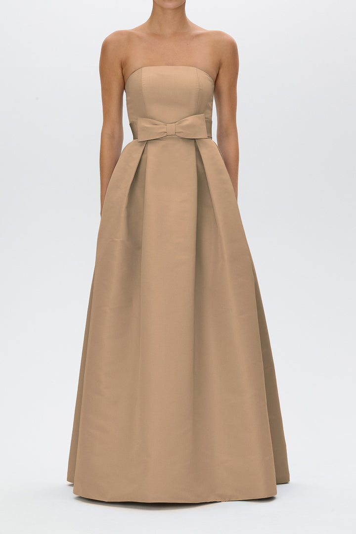 Clara Silk Faille Full Gown with Bow Belt