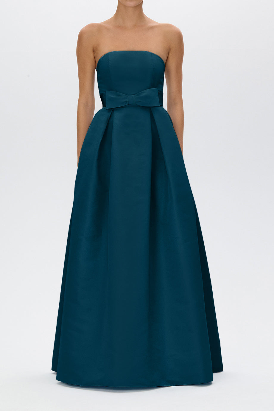 Clara Silk Faille Full Gown with Bow Belt