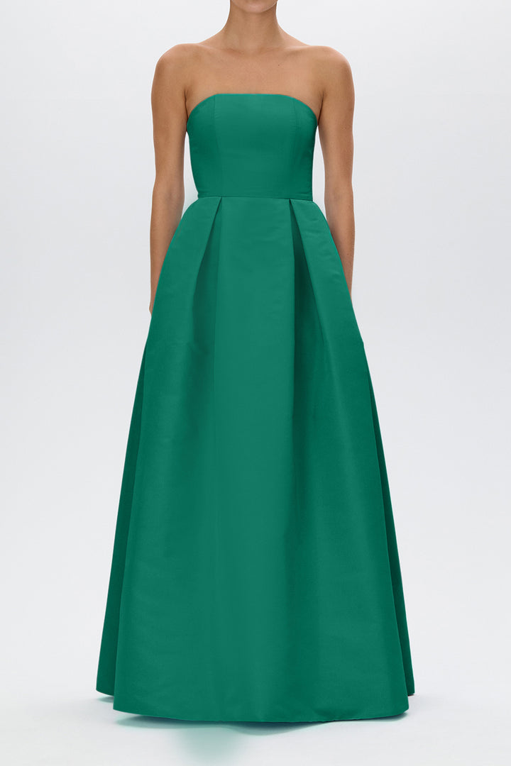 Clara Silk Faille Full Gown with Bow Belt
