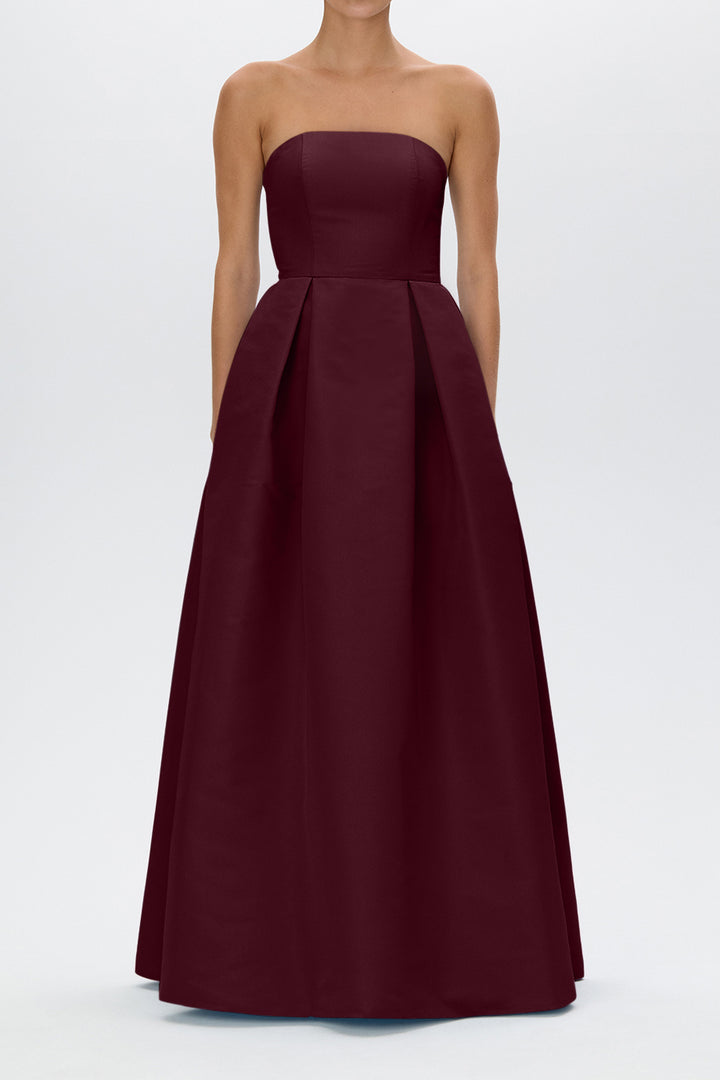 Clara Silk Faille Full Gown with Bow Belt