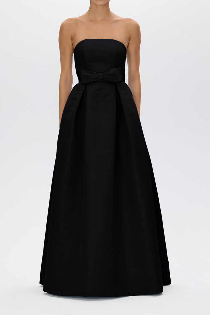 Clara Silk Faille Full Gown with Bow Belt