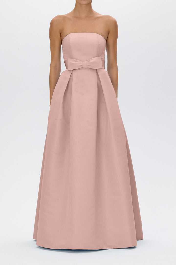 Clara Silk Faille Full Gown with Bow Belt
