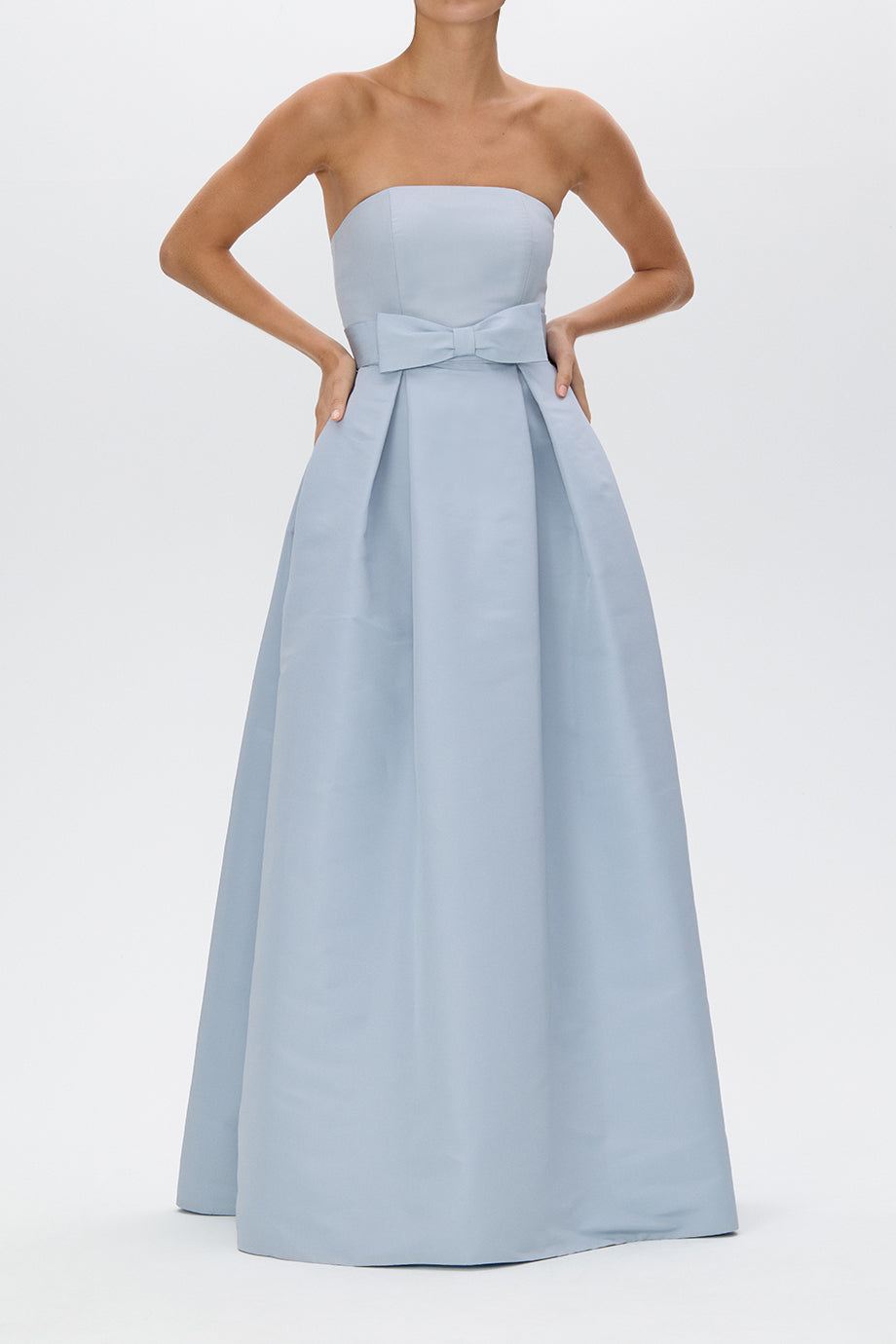 Clara Silk Faille Full Gown with Bow Belt