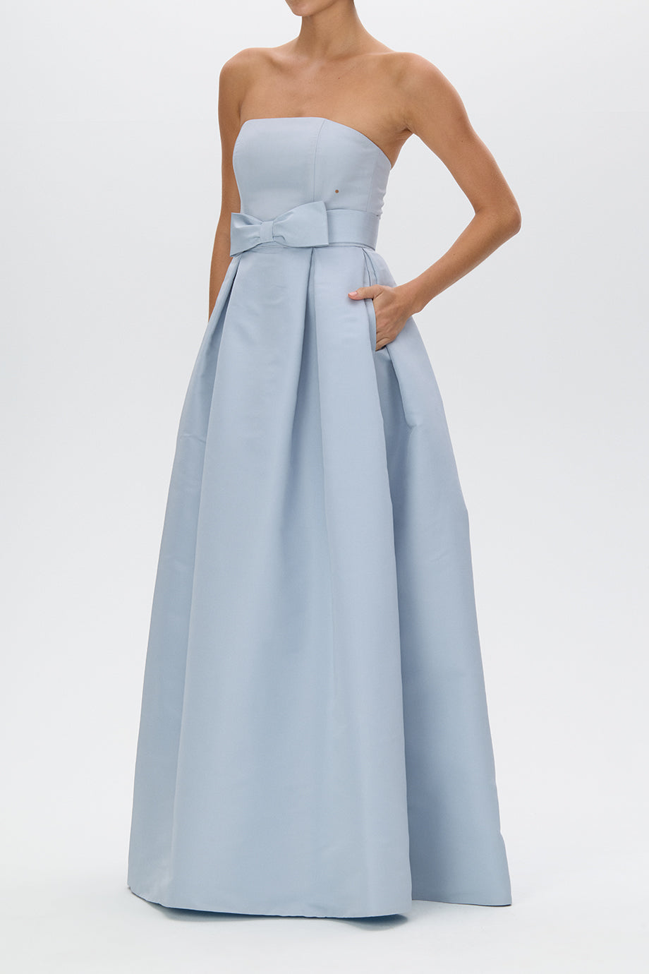 Clara Silk Faille Full Gown with Bow Belt