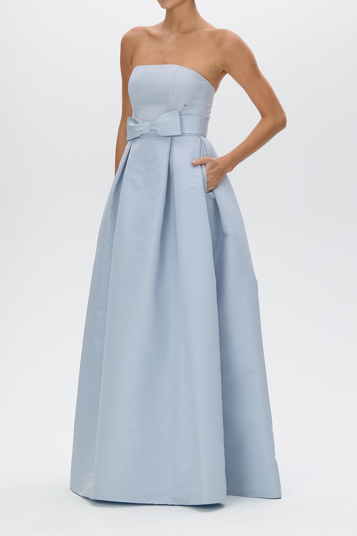 Clara Silk Faille Full Gown with Bow Belt
