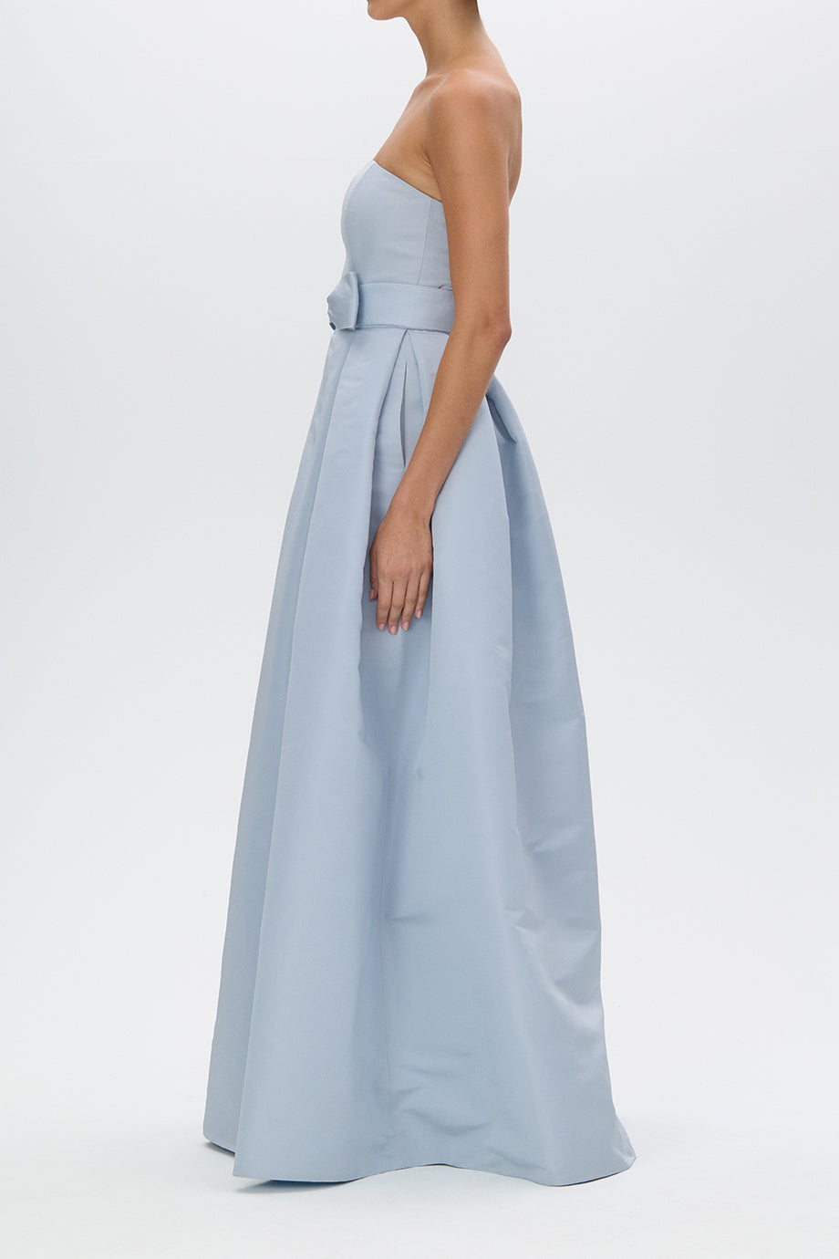 Clara Silk Faille Full Gown with Bow Belt