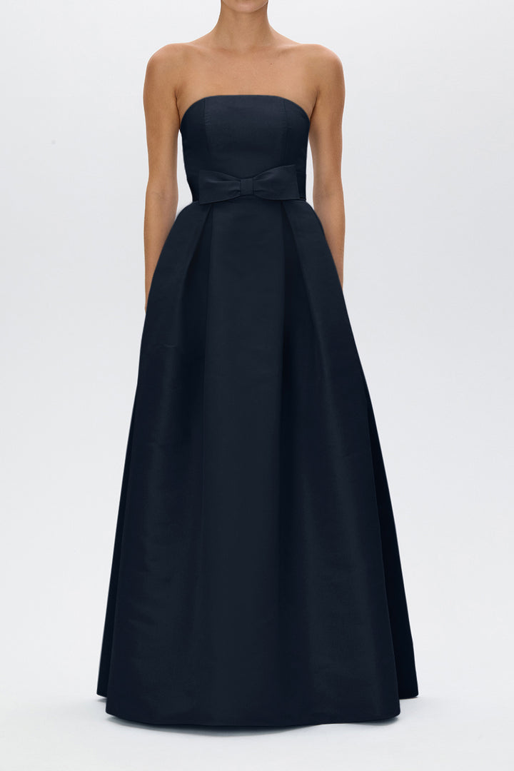 Clara Silk Faille Full Gown with Bow Belt