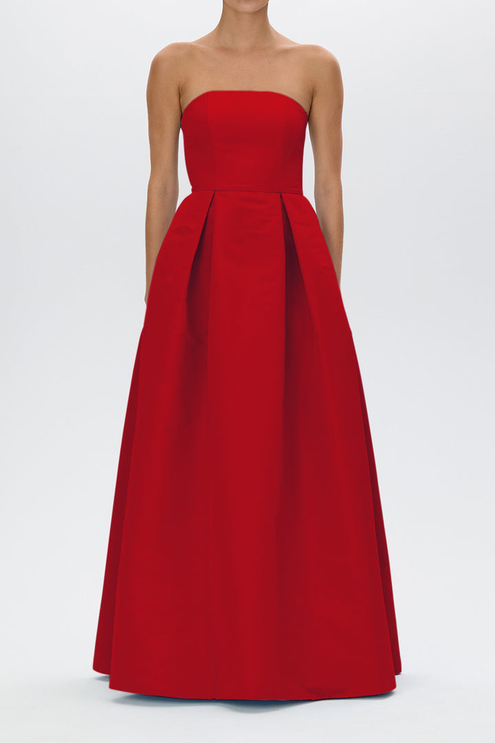 Clara Silk Faille Full Gown with Bow Belt