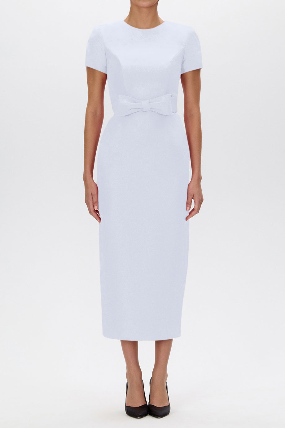 Claudia Silk Faille Midi Dress with Bow Belt