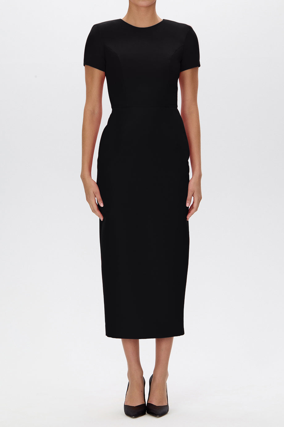 Claudia Silk Faille Midi Dress with Mid-Length Bow Convertible Skirt